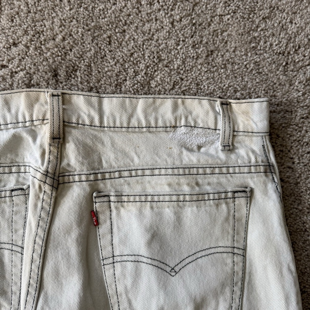 Made In USA 90s White/Creme Levi's 550 Denim Jeans 36x34 Baggy Straight Vintage - Picture 6 of 7